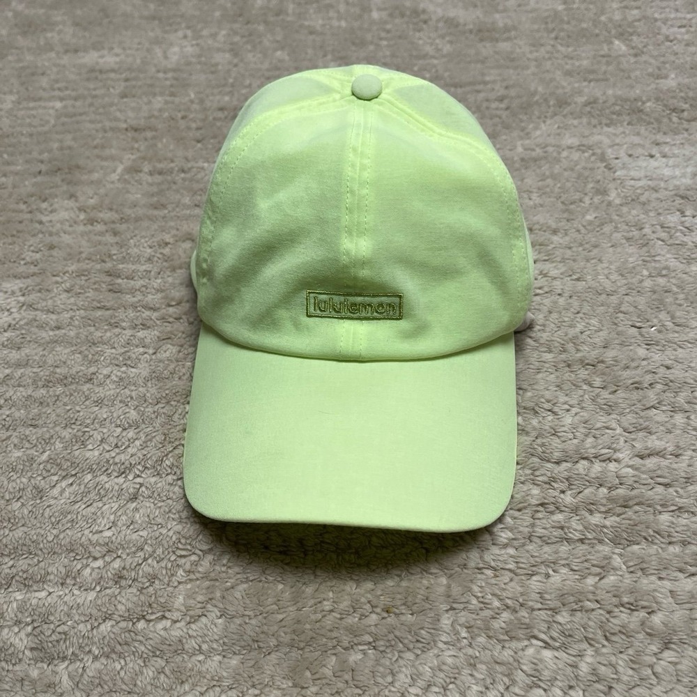 Lululemon Baller Soft Adjustable Nylon Logo Athletic Hat Lime Green Baseball Cap